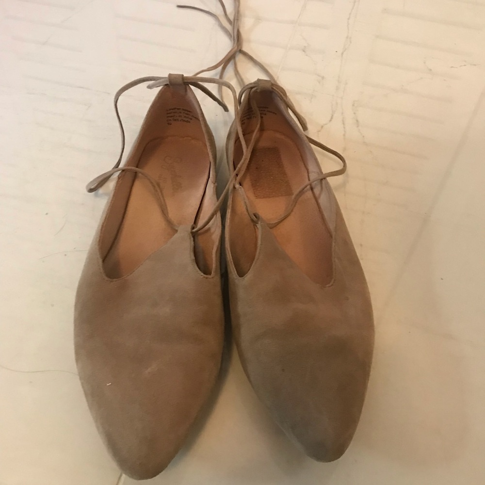 Suede lace up flats